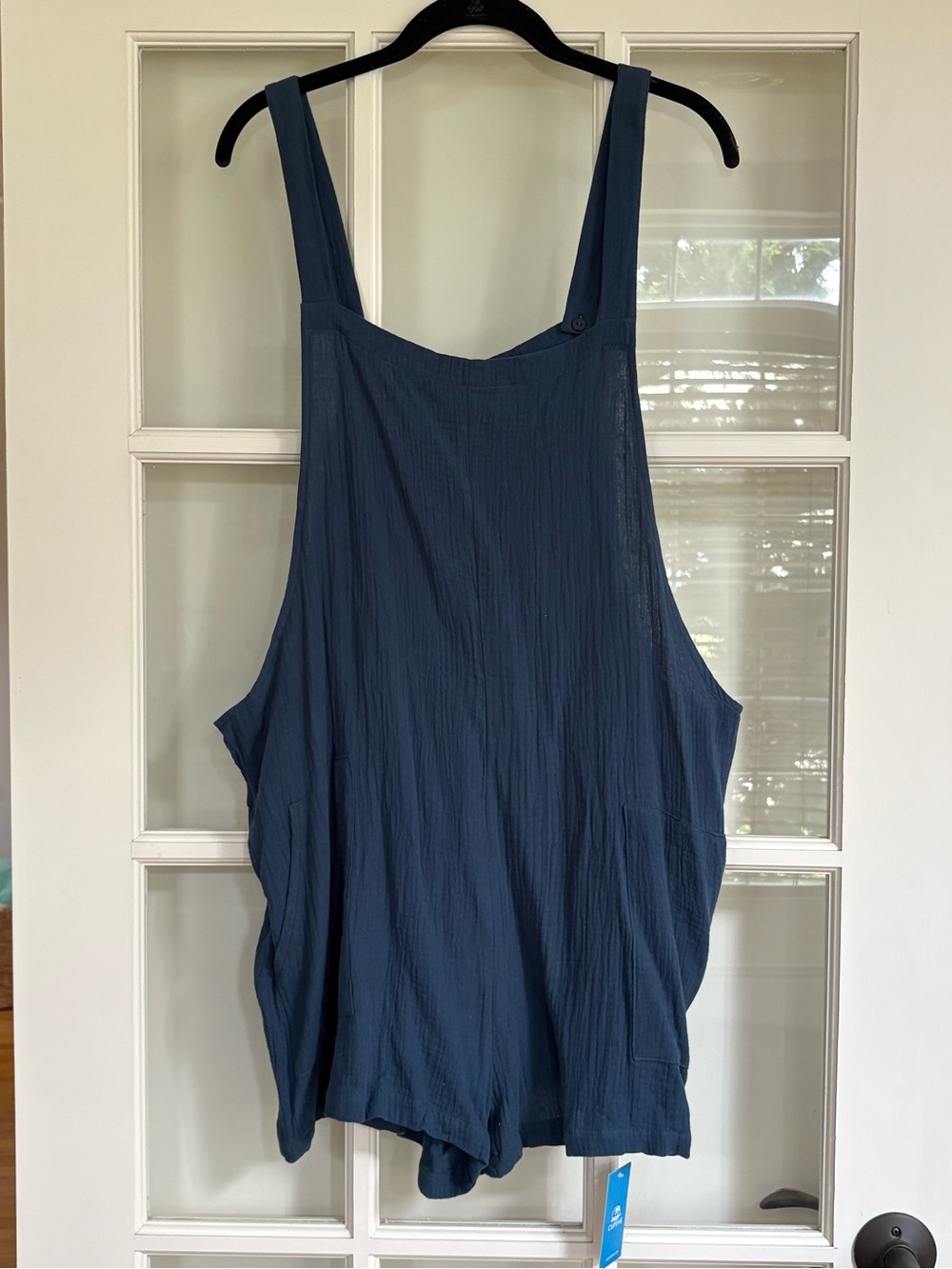 Cupshe NWT Navy Blue Textured Gauze Square Neck Romper Shortalls – Size XL
